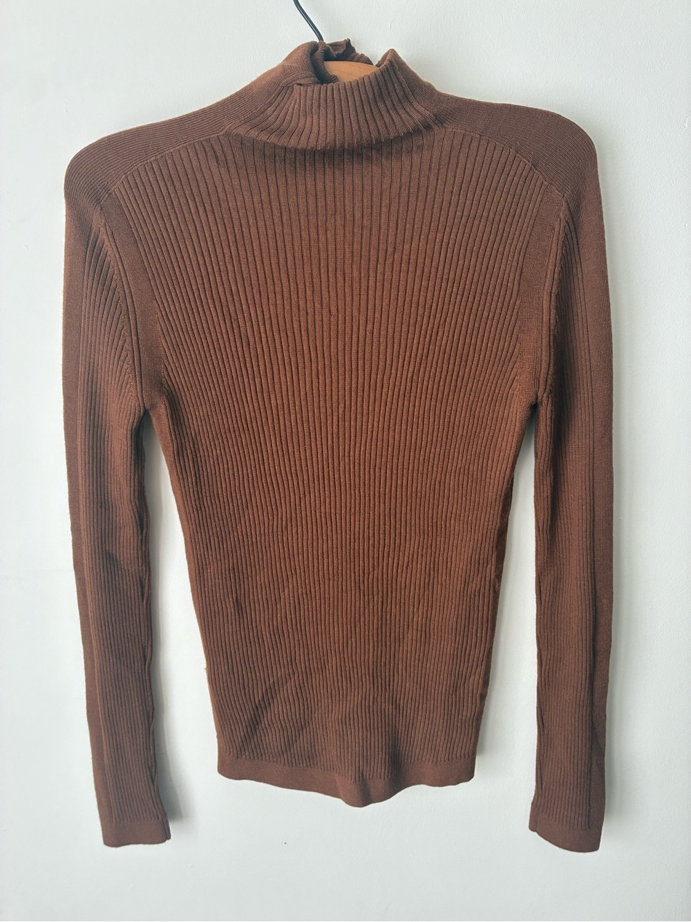 Lafayette 148 Sweater Women’s Small Wool Ribbed Chocolate Brown Turtleneck